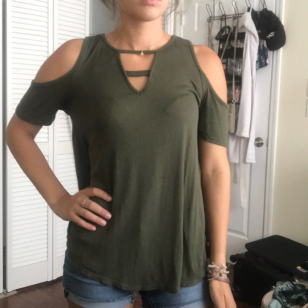 Green off the shoulder top